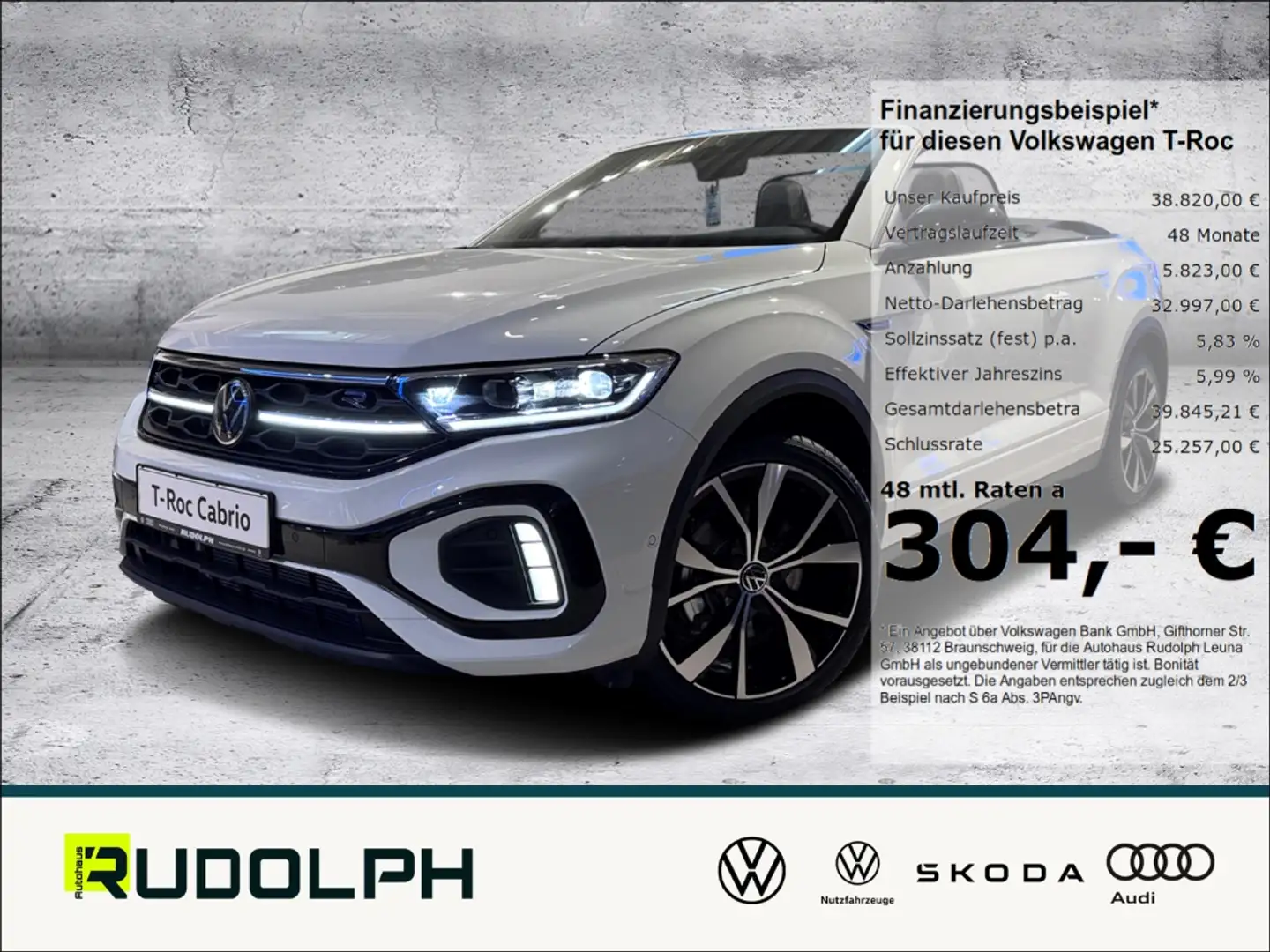 Volkswagen T-Roc Cabriolet R-Line 1.5 TSI DSG LED Navi AHK SHZ Wind Weiß - 1