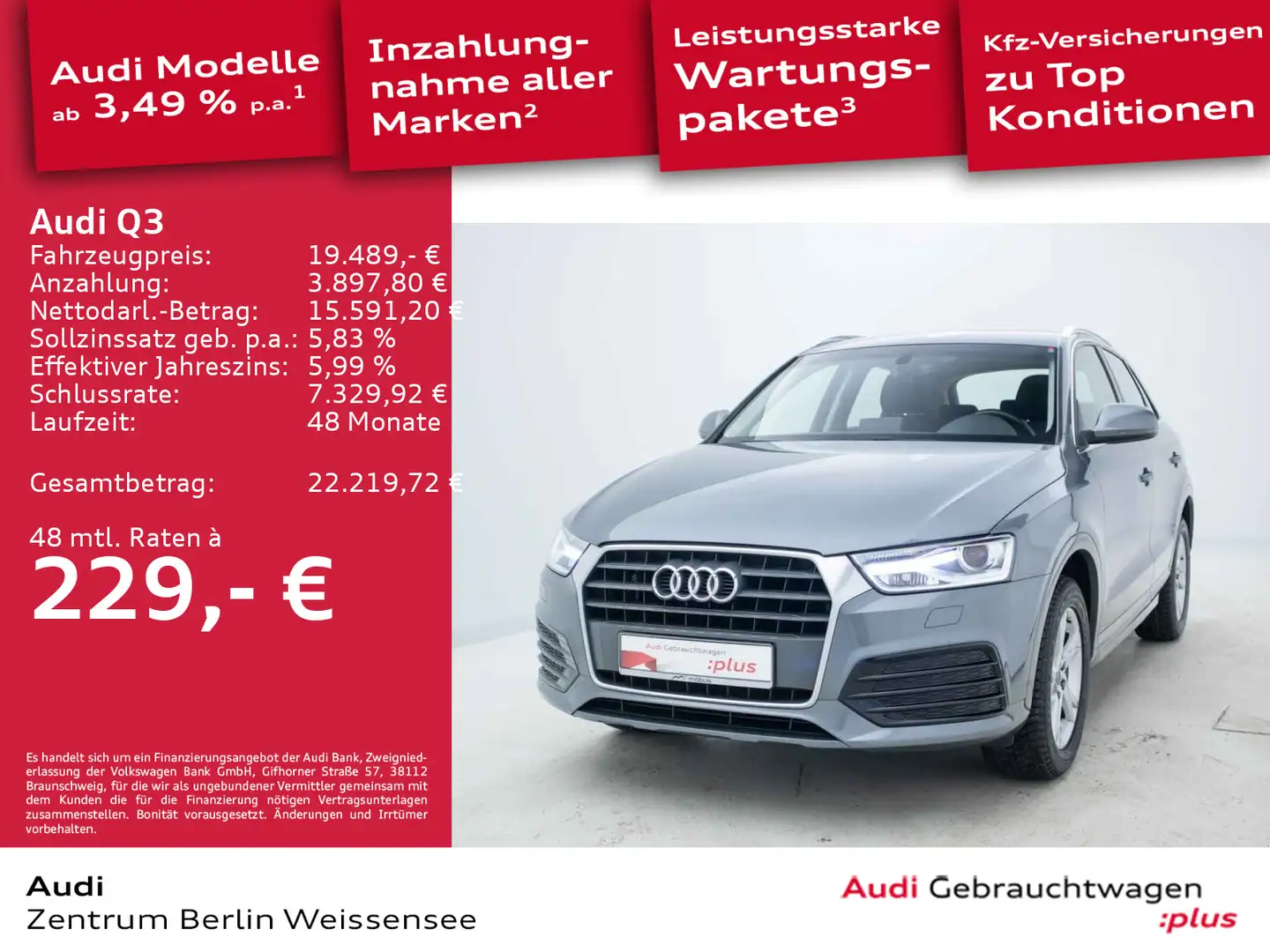 Audi Q3 2.0 TDI 6-GANG*SPORT*XENON*AHK*GJR*GRA*KLIMA* Grau - 1