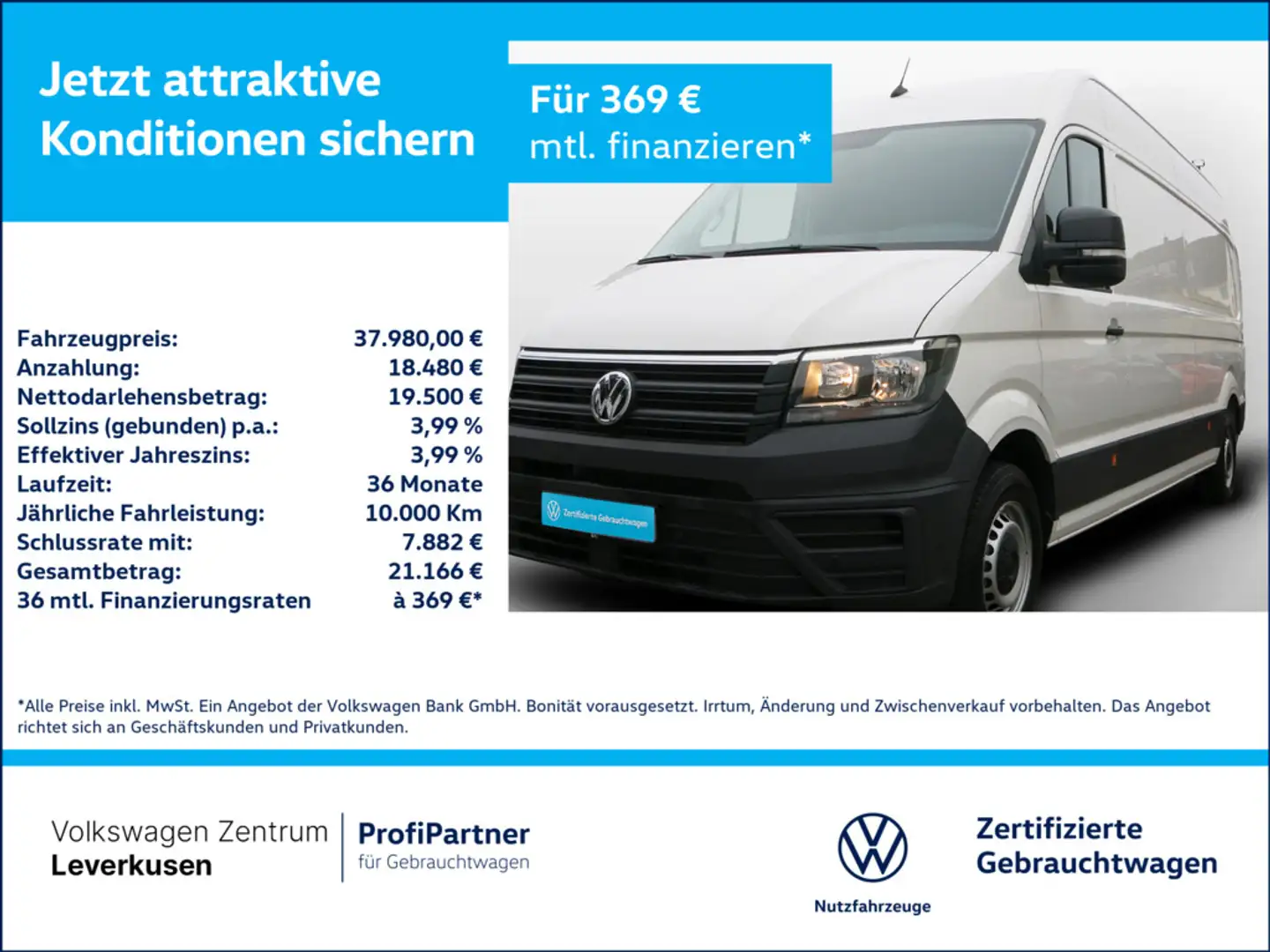 Volkswagen Crafter 35 Kasten LR Hoch KAM PDC AHK PORT NA Weiß - 1