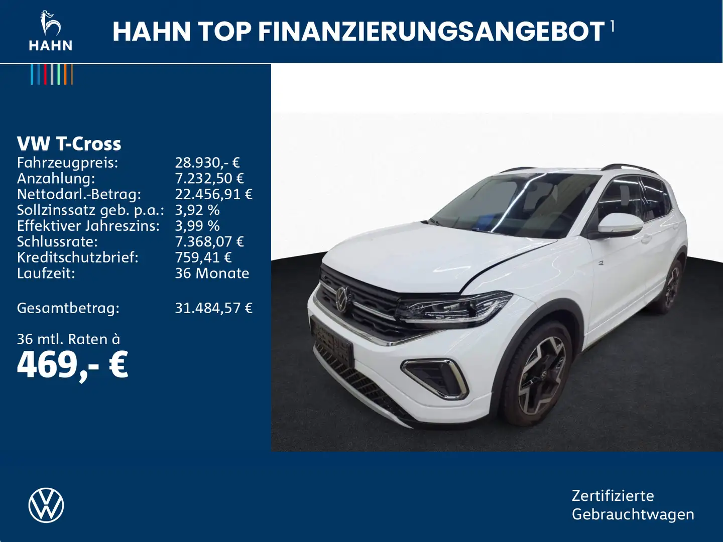 Volkswagen T-Cross 1.5TSI DSG R-Line ACC AHK Cam Matrix Nav Weiß - 2