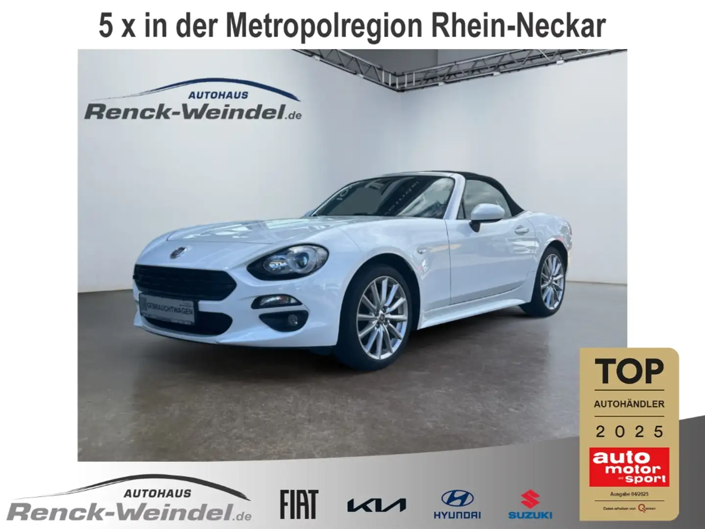 Fiat 124 Spider Lusso 1.4 MultiAir Turbo Navi Soundsystem Bose Kli Weiß - 1