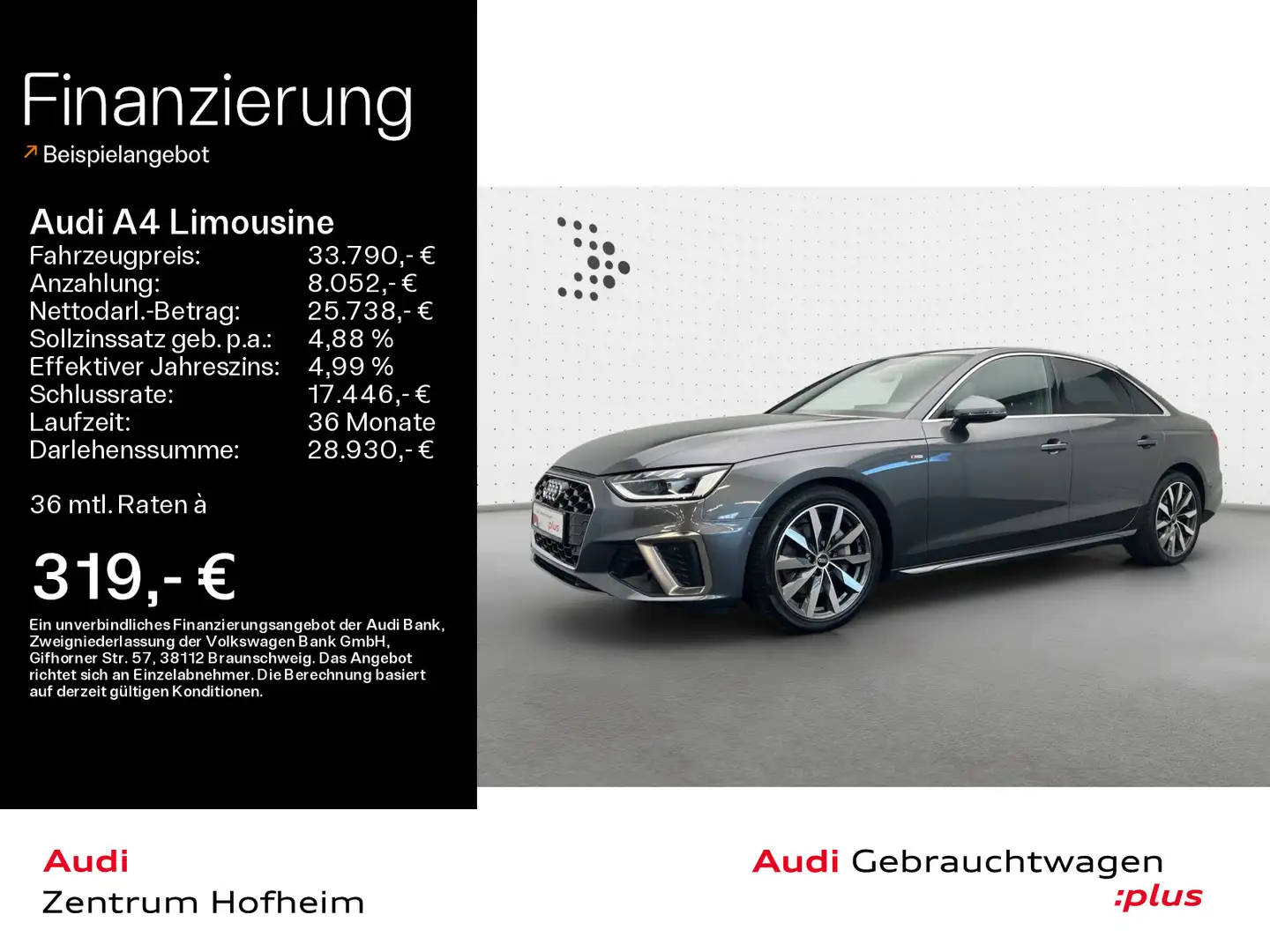 Audi A4 40 TDI S line S tro*GSD*B&O*HUD*LED Gris - 1