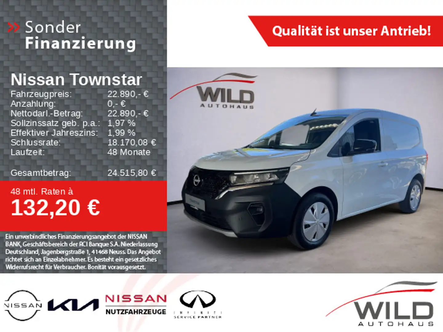 Nissan Townstar Kasten EV L1 N-Connecta 2,2t Navi CCS2 Weiß - 1