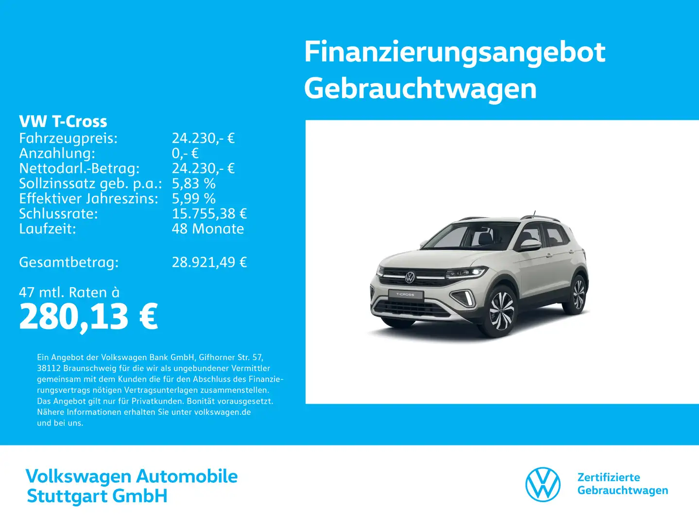 Volkswagen T-Cross Style 1.0 TSI DSG Navi Kamera Grau - 1