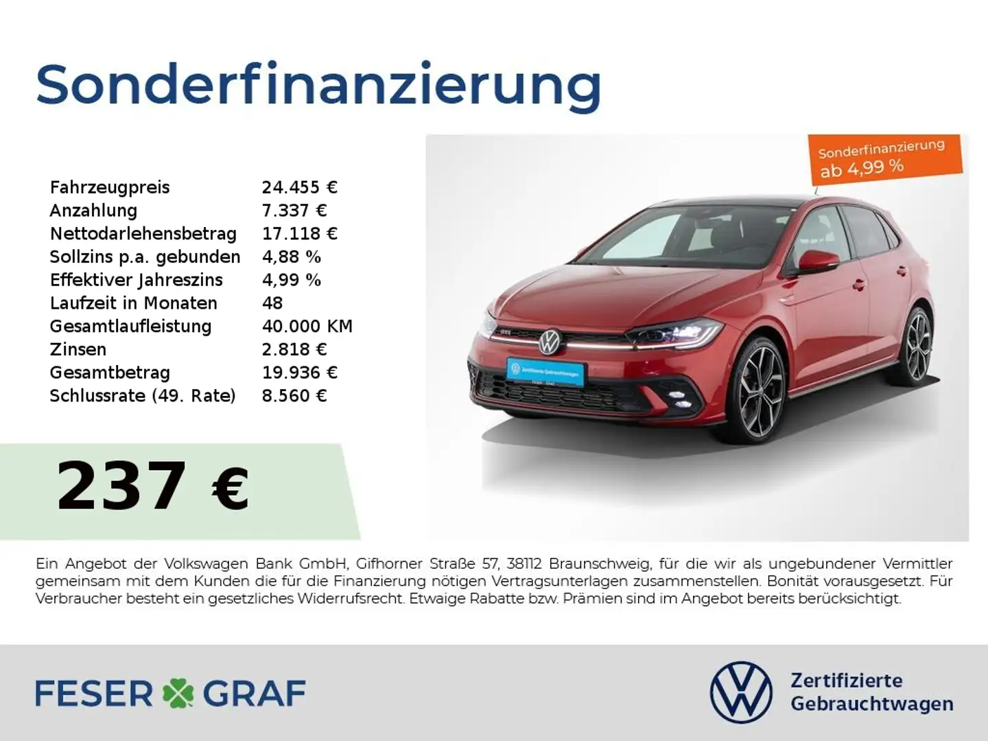 Volkswagen Polo 2.0 TSI GTI DSG LED PANO VIRTUAL NAVI SHZ Rot - 1