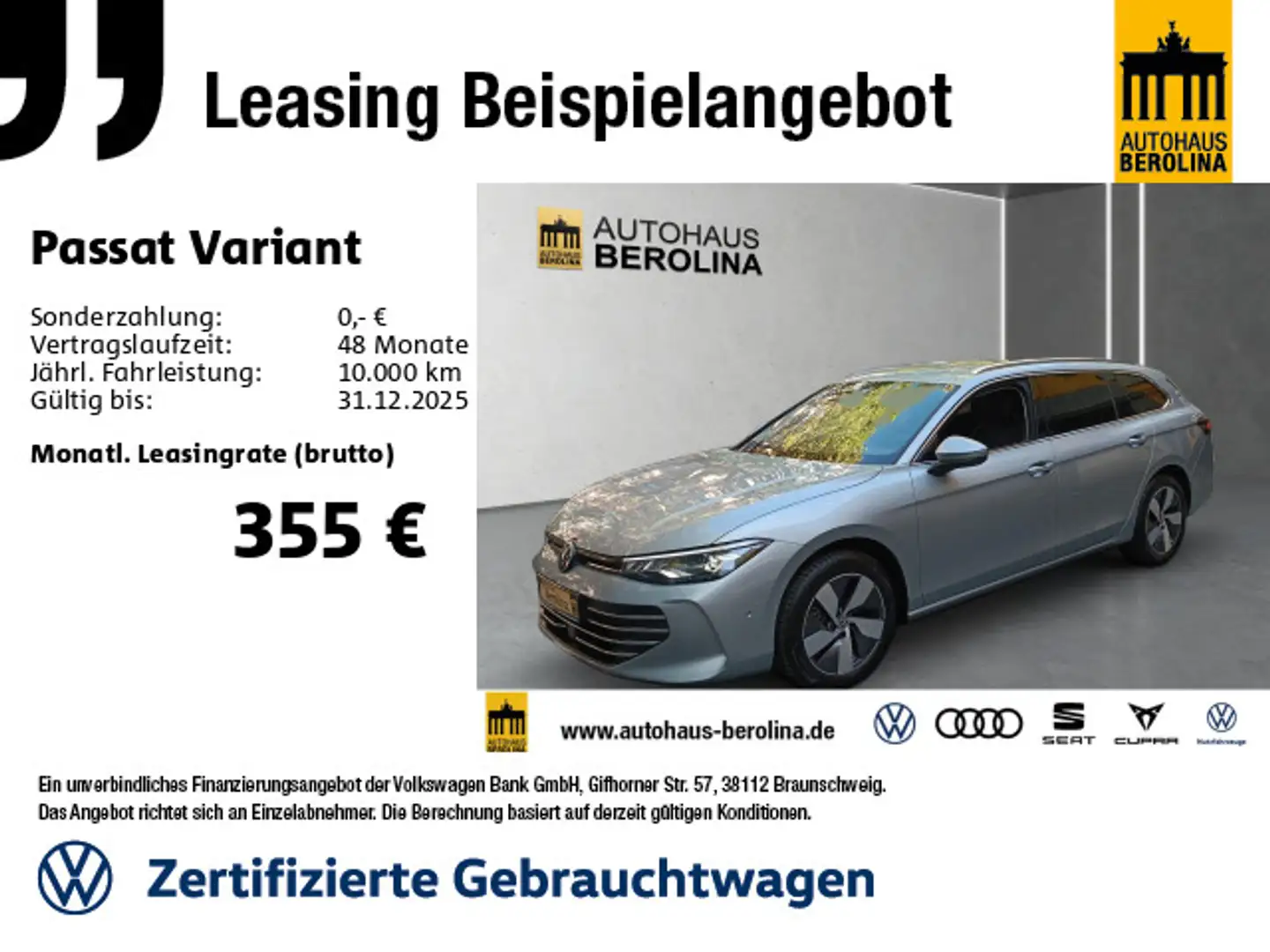 Volkswagen Passat Variant 1.5 eTSI Business DSG *IQ.DRIVE* Silber - 1