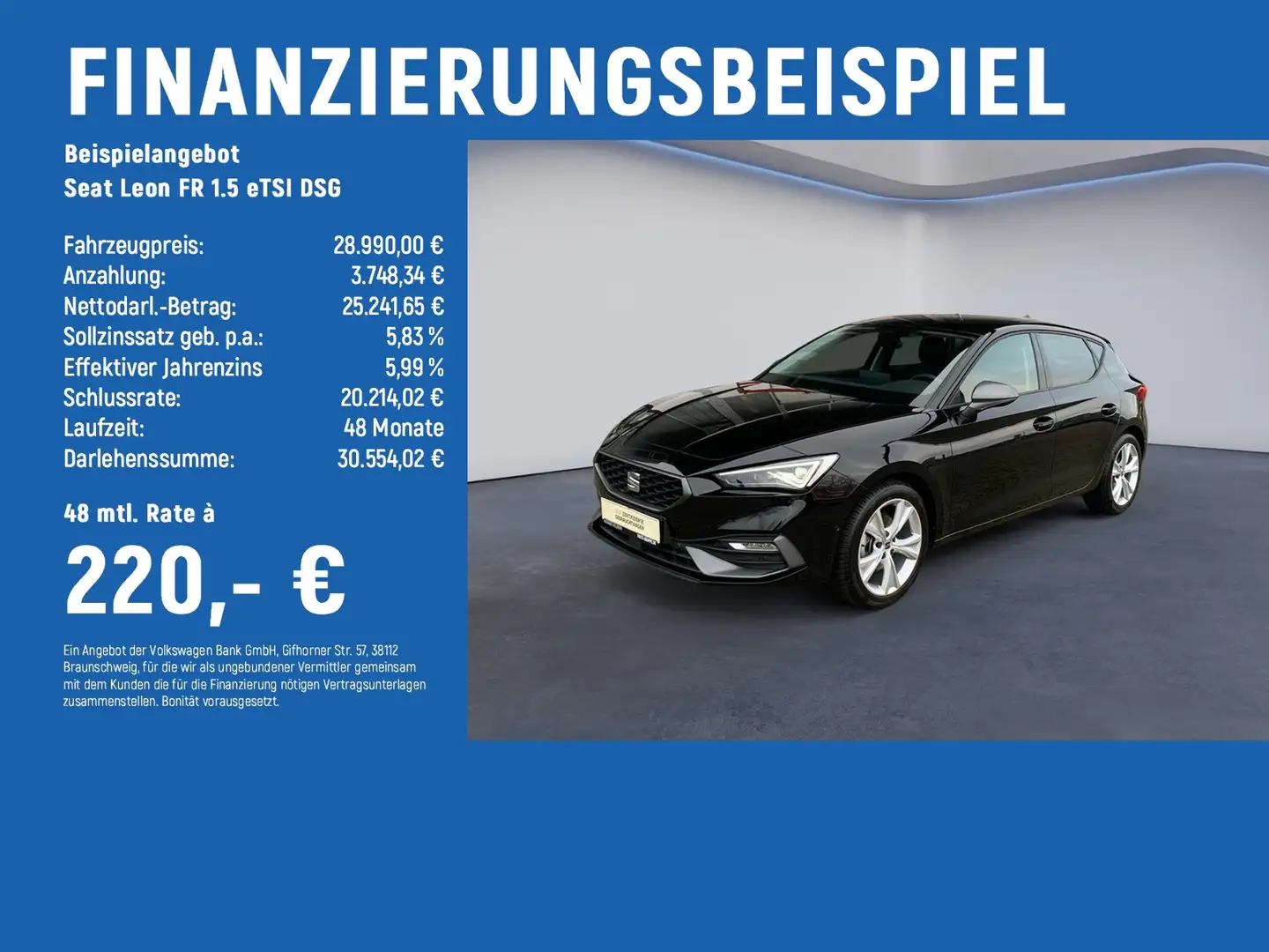 SEAT Leon FR 1.5 eTSI DSG MATRIX+NAVI+ACC Schwarz - 2