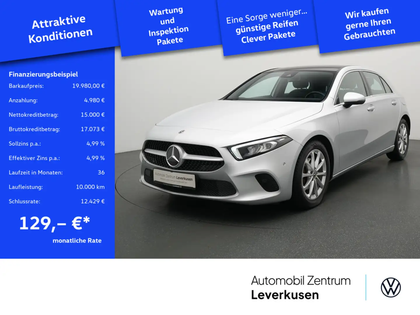 Mercedes-Benz A 180 Progressive 7G-DCT PANO NAVI VIRT LEDER Silber - 1