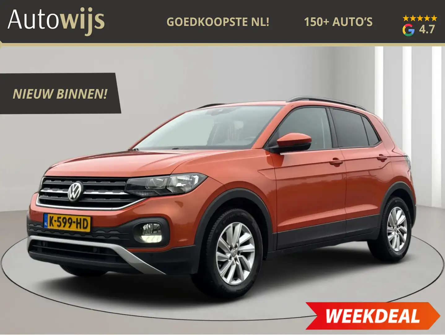 Volkswagen T-Cross 1.0 TSI Style|TREKHAAK|MF-STUUR|PDC|CLIMA|Goed ond Oranje - 1
