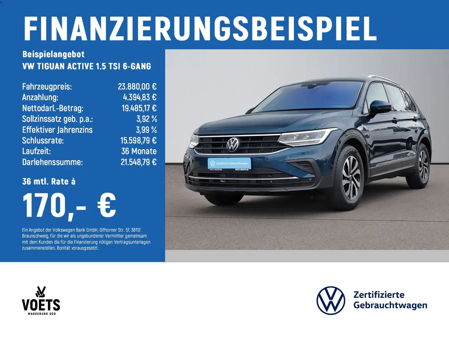Volkswagen Tiguan ACTIVE 1.5 TSI 6-GANG LED+NAVI+ACC Bleu - 2