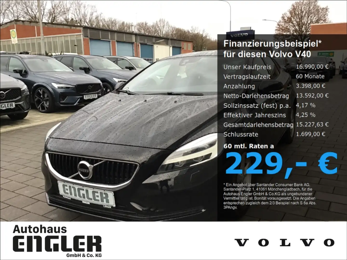Volvo V40 D4 Momentum Stdhzg. PanoDach Cam Schwarz - 1