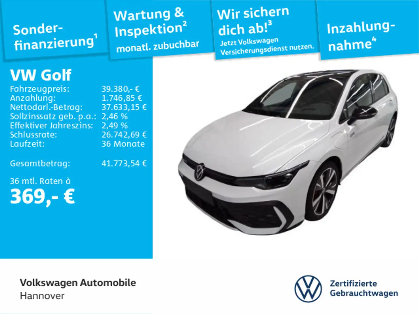 Volkswagen Golf GTE VIII 1.5 TSI DSG GTE Navi AHK Pano Kamera H Alb - 1