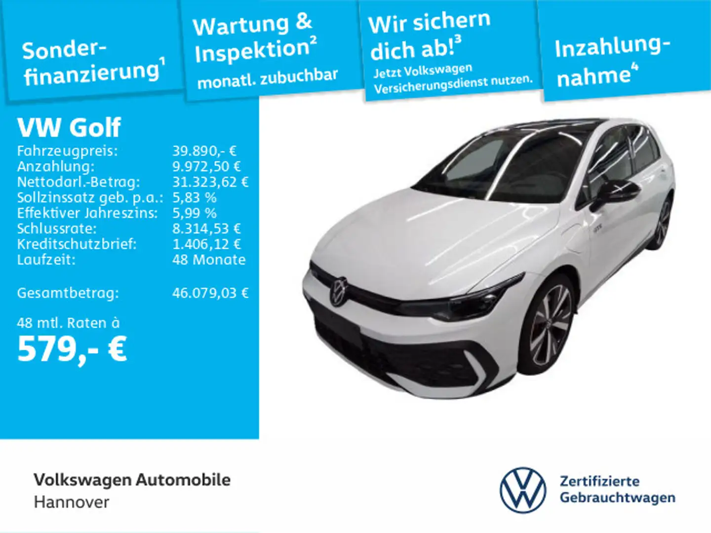 Volkswagen Golf GTE VIII 1.5 TSI DSG GTE Navi AHK Pano Kamera H Weiß - 1