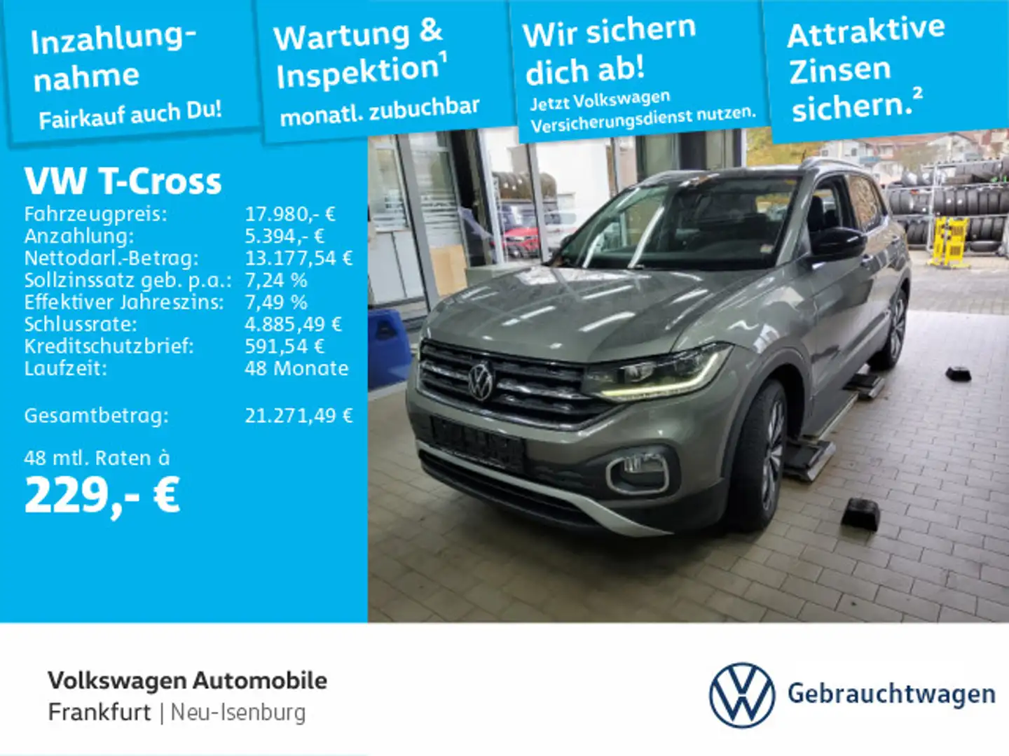 Volkswagen T-Cross 1.0 TSI Style Navi LED Heckleuchten Sitz Grau - 1