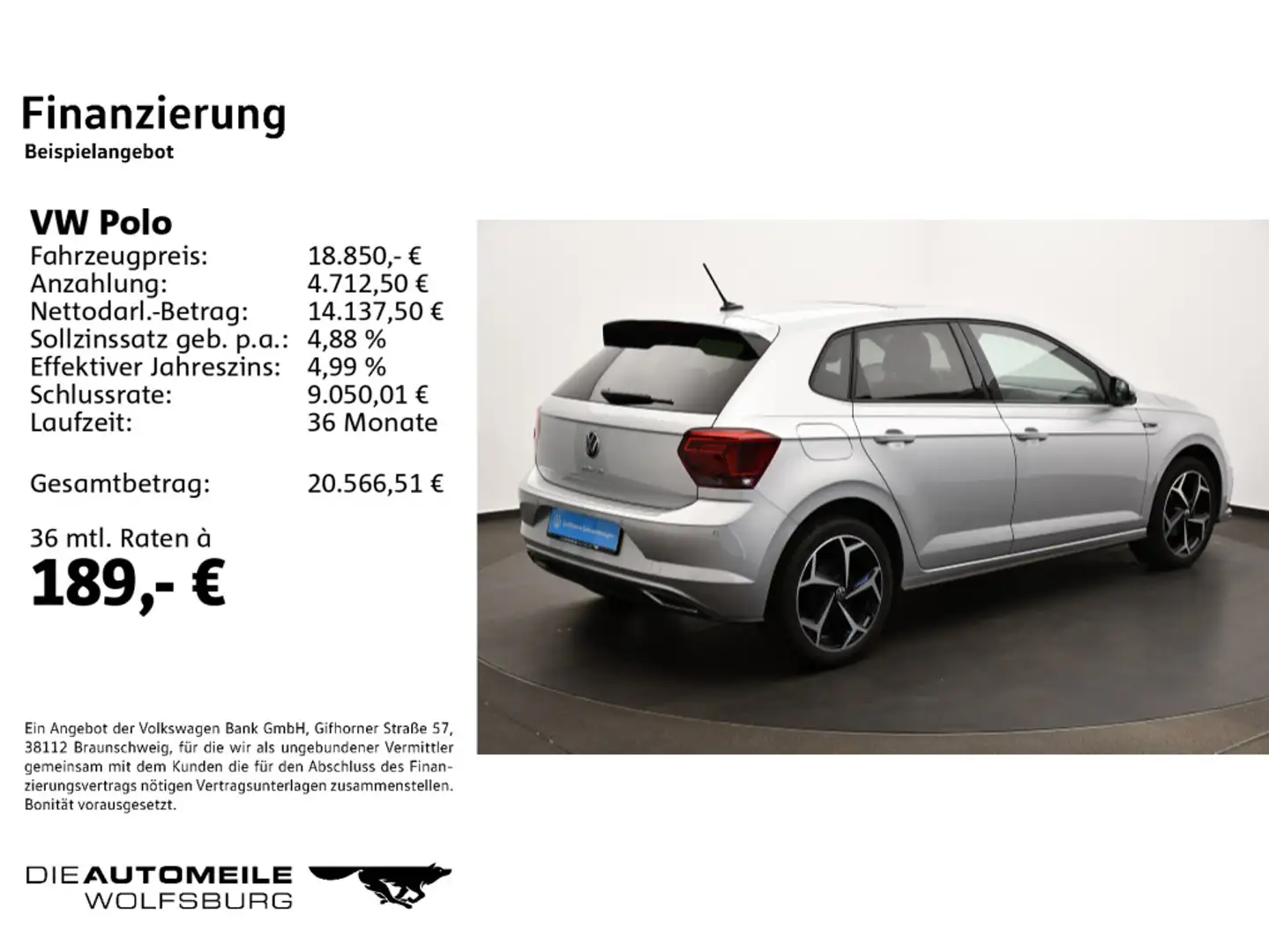 Volkswagen Polo 6 VI 1.0 TSI Highline R-Line Pano/LED/Kamer Silber - 2