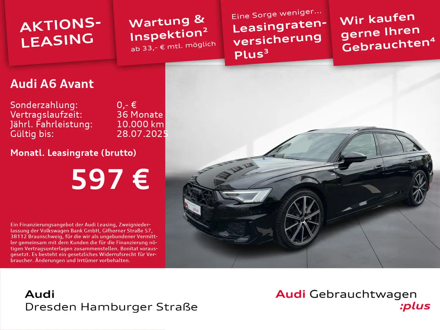 Audi A6 50 TDI S line quattro Matrix Pano AHZV Schwarz - 1