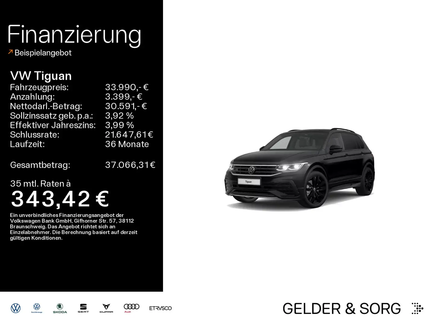Volkswagen Tiguan R-Line TSI LEDER*20ZOLL*Matrix*DAB+*360°* Schwarz - 1