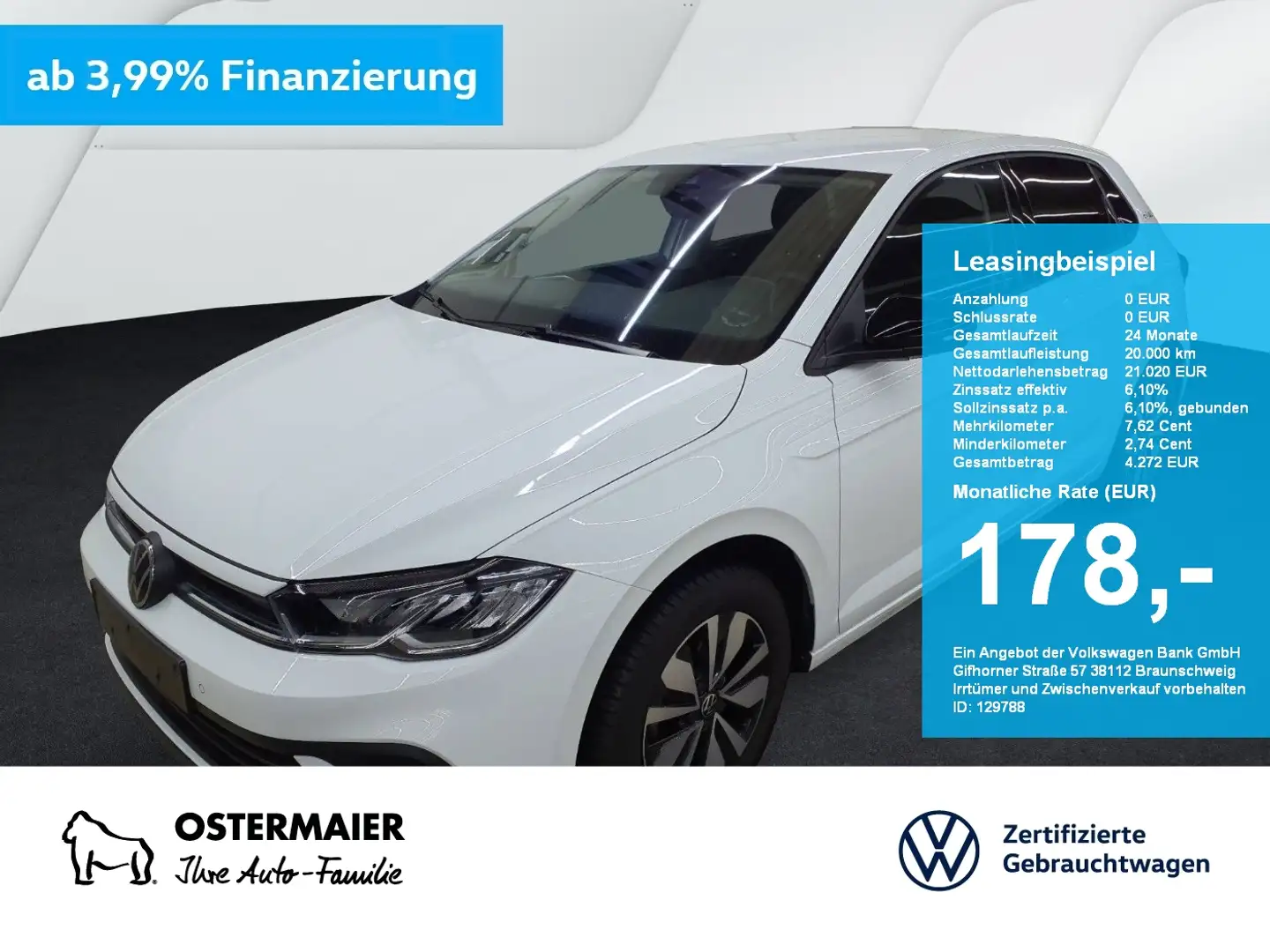 Volkswagen Polo GOAL 1.0TSI 116PS DSG ACC.AHK.KAMERA.NAVI+VC.LED.A Weiß - 1