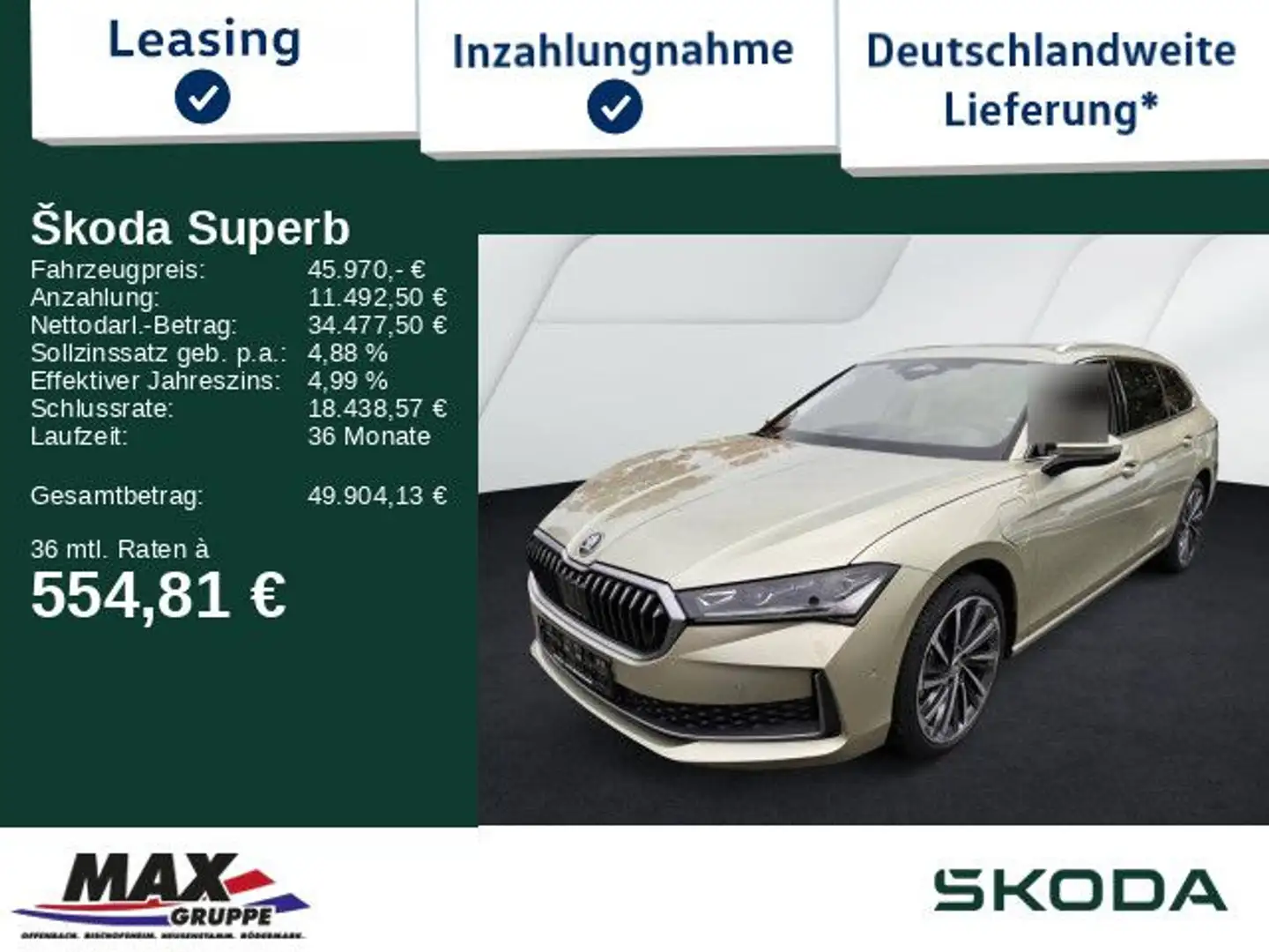 Skoda Superb Combi 1.5 TSI iV 150kW L&K MATRIXLED*PANO Beige - 1