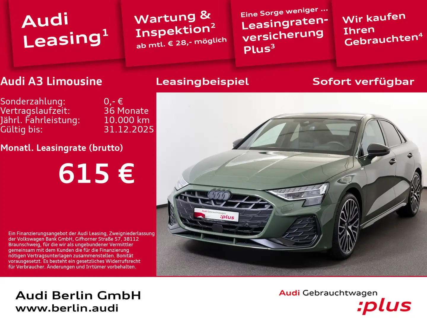 Audi A3 S line 35 TFSI S tronic Grün - 1