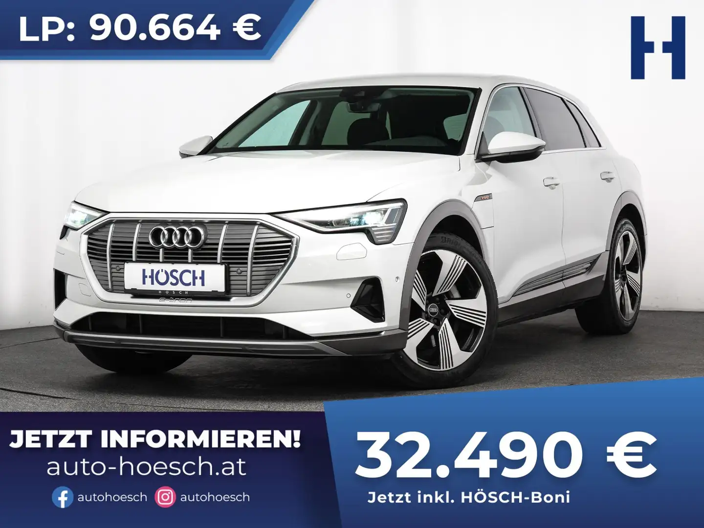 Audi e-tron 55 quattro Adv. 21" 22 kW LADER CARPLAY -64% Weiß - 1