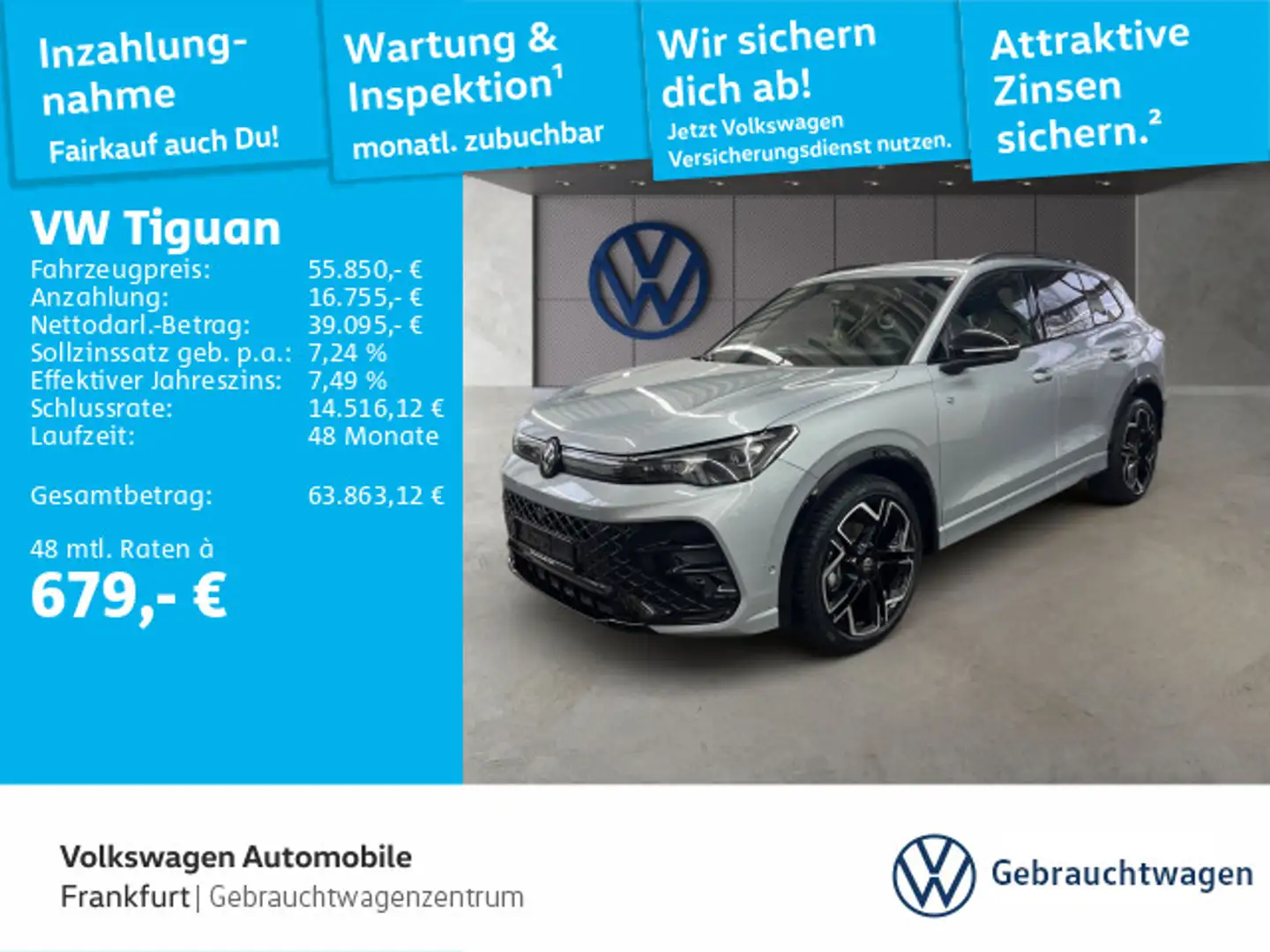 Volkswagen Tiguan R-Line 1,5 l eTSI DSG Navi "IQ.LIGHT" - H Silber - 1