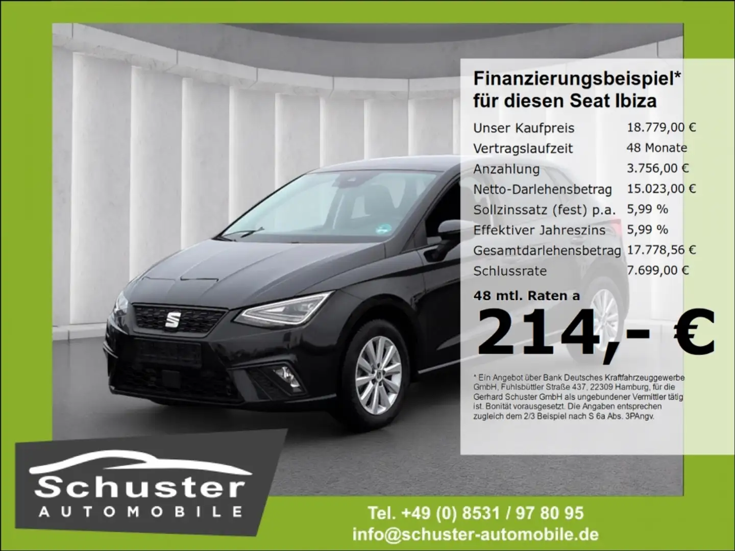 SEAT Ibiza Style 1.0TSI*Voll-LED ACC Navi R-Kam SHZ Schwarz - 1