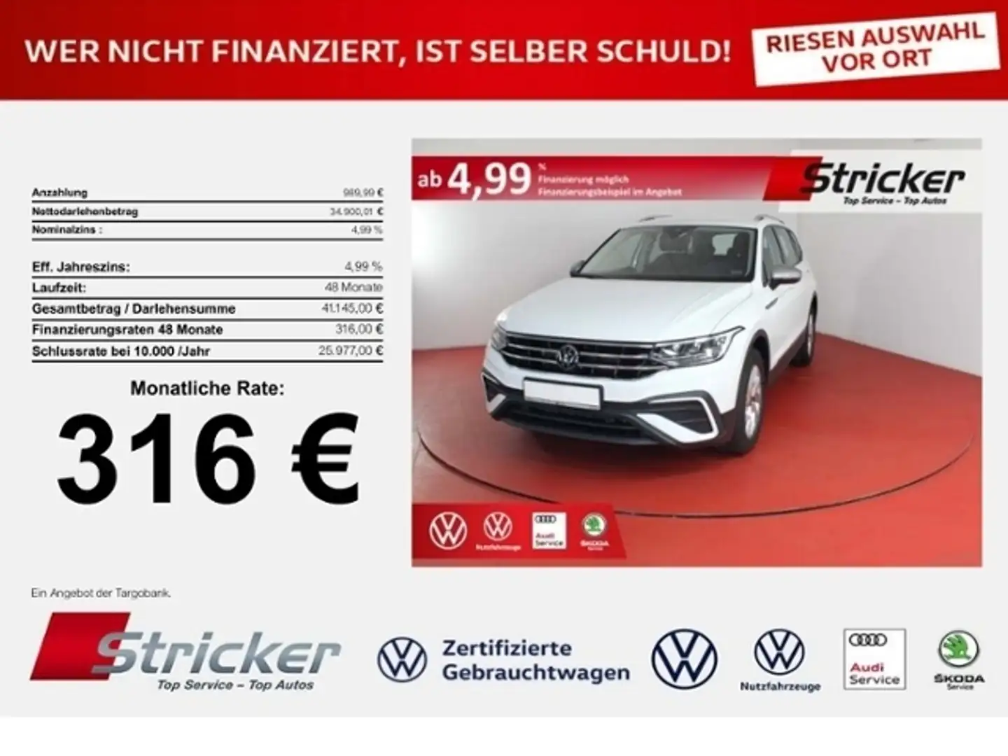 Volkswagen Tiguan Allspace Life 1.5TSI 316,- mtl. AHK SHZ Winterpaket Alb - 1