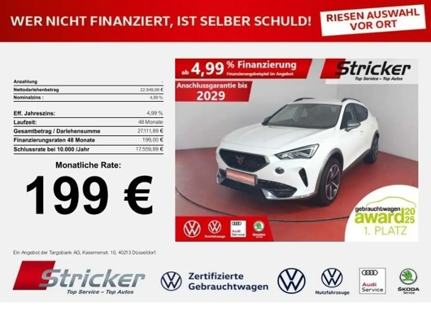 CUPRA Formentor 1.5TSI 272,-ohne Anzahlung Navi AHK Sitzheizung Weiß - 1