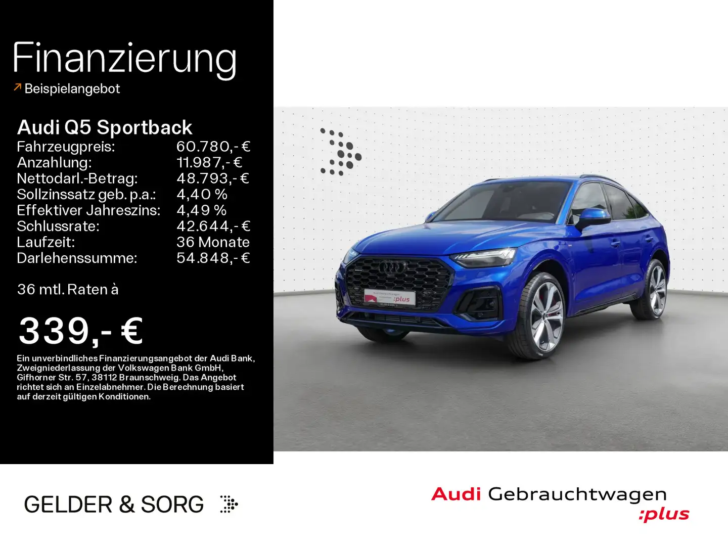 Audi Q5 45 TFSI qu. S line Tour*Matrix*Pano Blau - 1