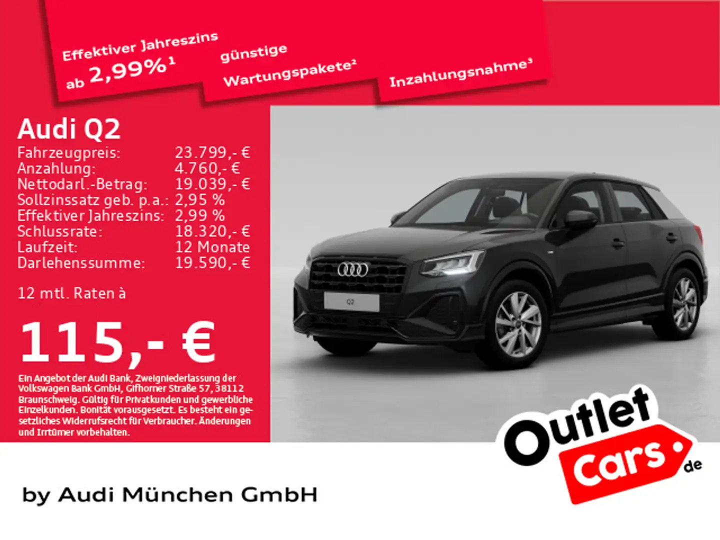Audi Q2 35 TFSI S tronic S line Ext. Virtual/Navi+/Le Schwarz - 1