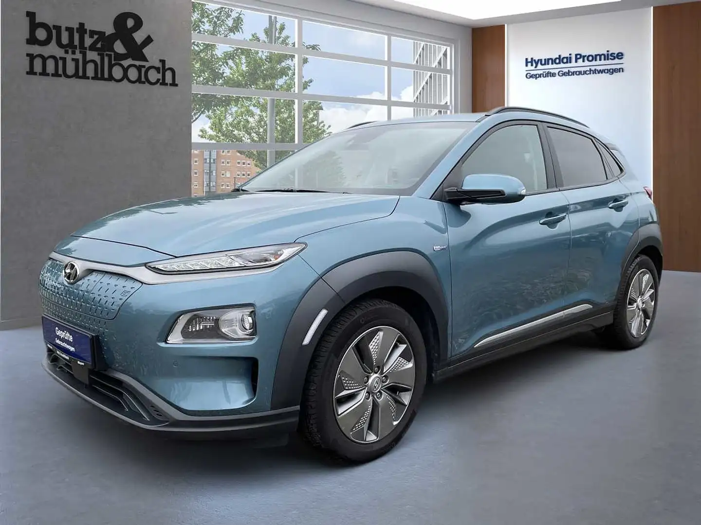 Hyundai KONA Elektro EV Premium inkl. Glas-Schiebedach Blau - 1