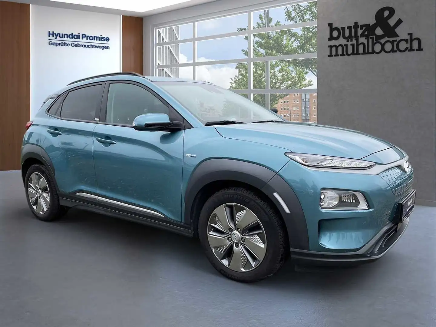 Hyundai KONA Elektro EV Premium inkl. Glas-Schiebedach Blau - 2