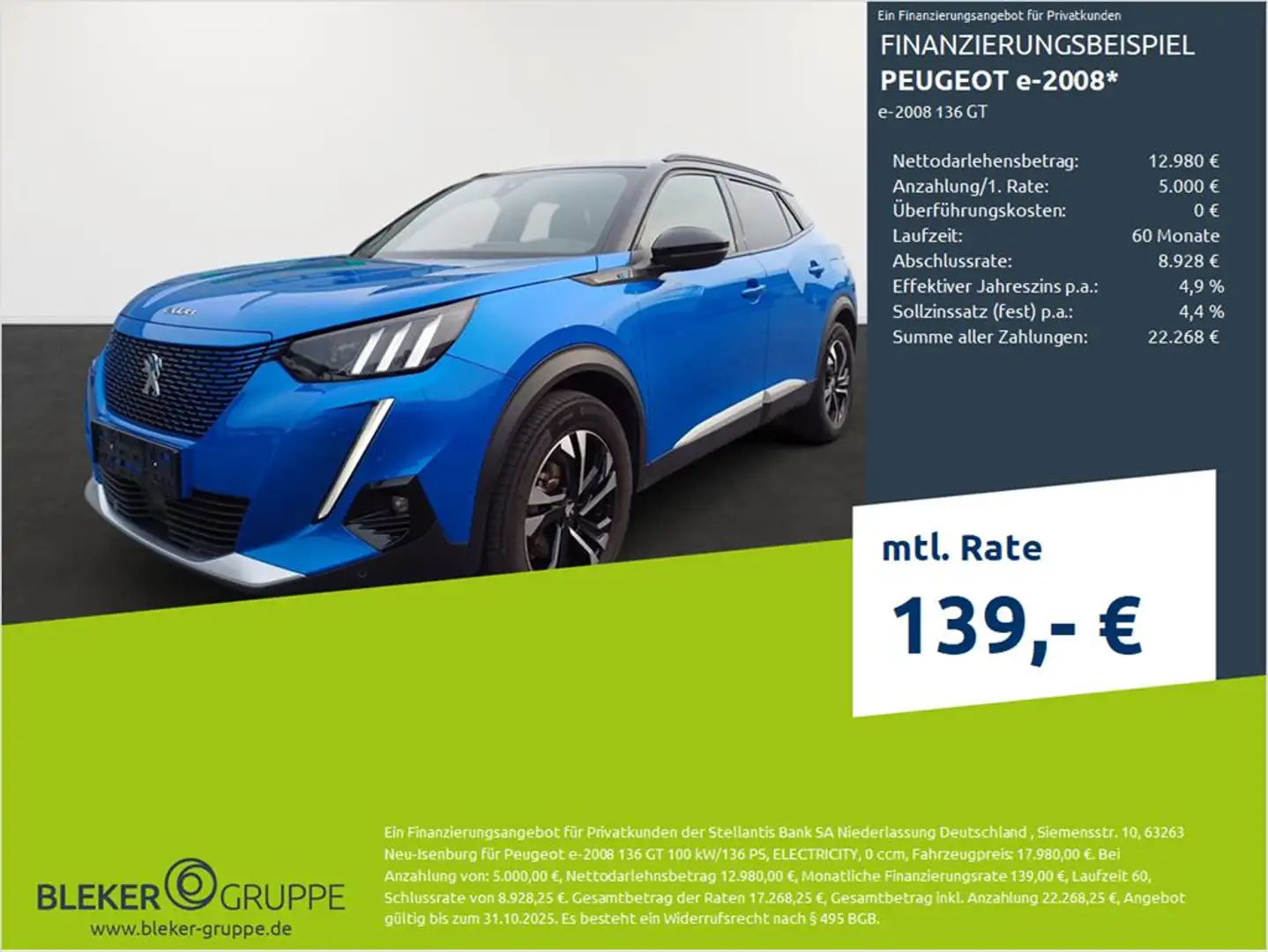 Peugeot e-2008 e-2008 136 GT Bleu - 1