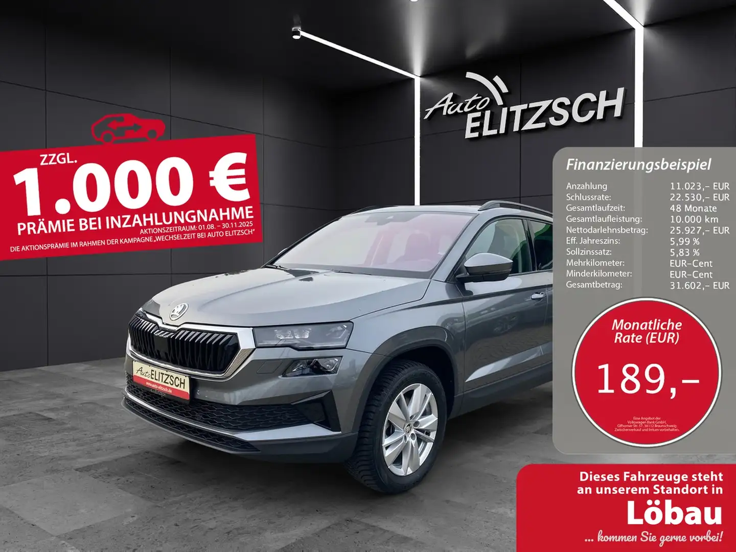 Skoda Karoq TDI Drive DSG 4x4 MATRIX ACC AHK AID NAVI PDC SHZ Grau - 1