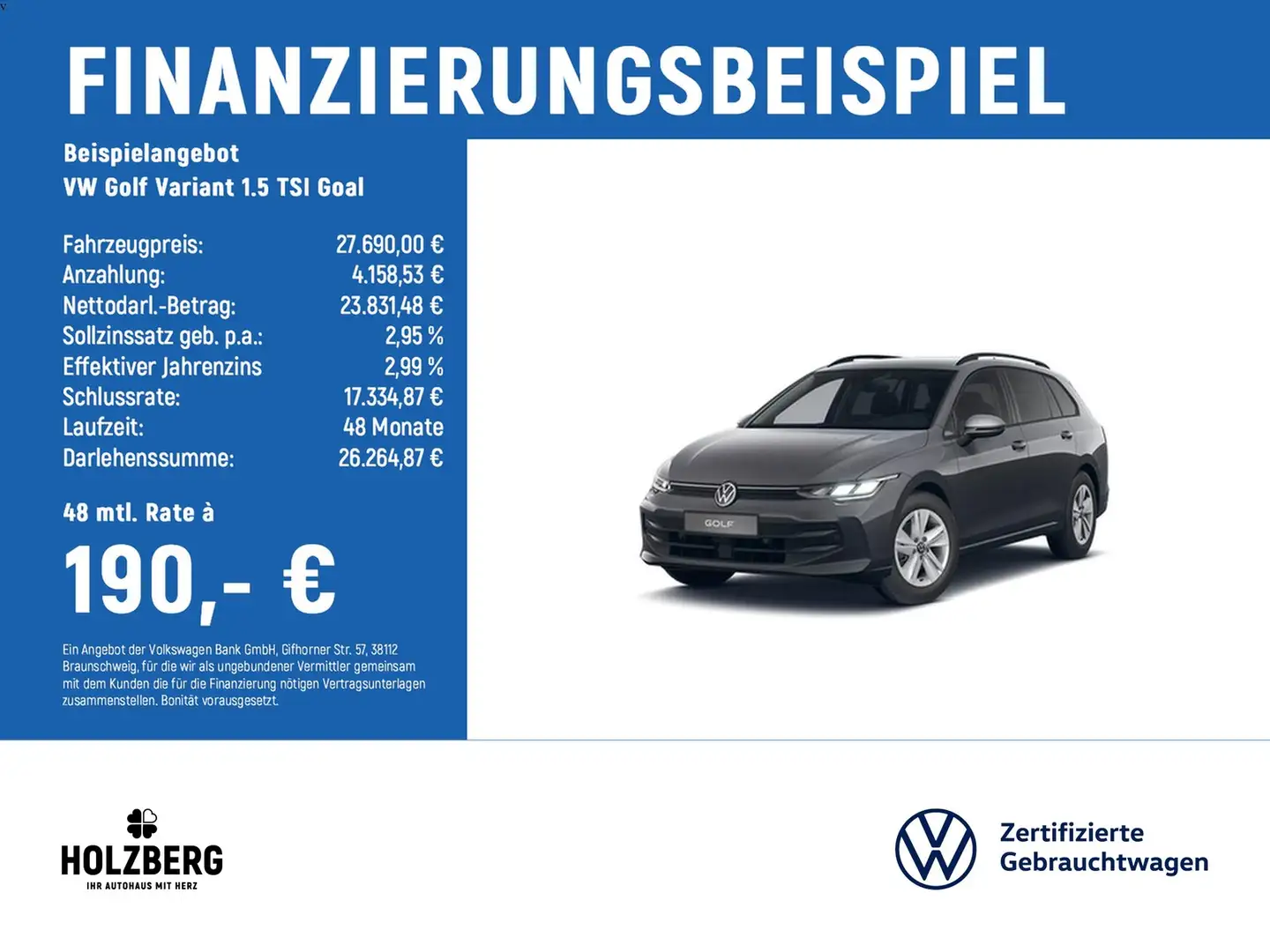Volkswagen Golf Variant 1.5 TSI Goal LED+ACC+RFK Grau - 2