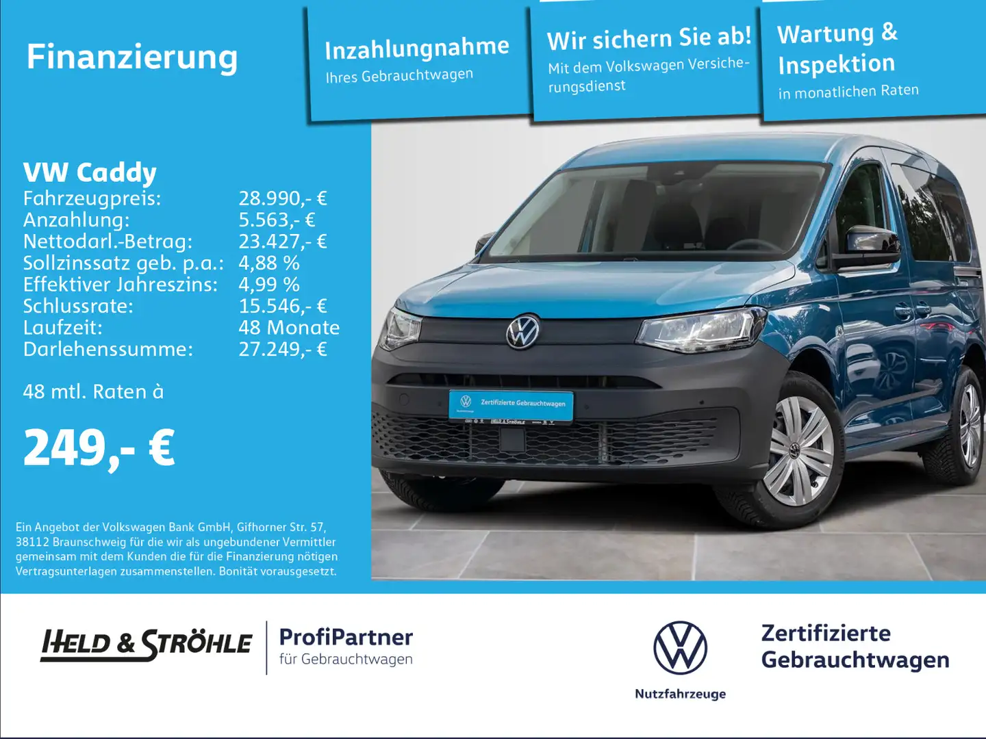 Volkswagen Caddy 2.0 TDI AHK KAM PDC SHZ Blauw - 1