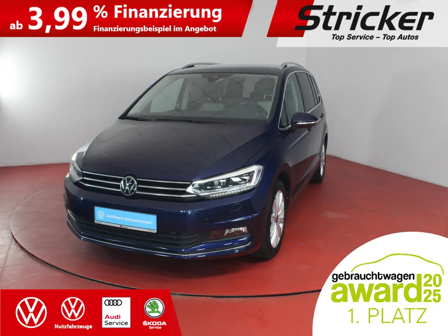 Volkswagen Touran Highline 2.0TDI DSG 355,-ohne Anzahlung AHK 7-Sit Blau - 2