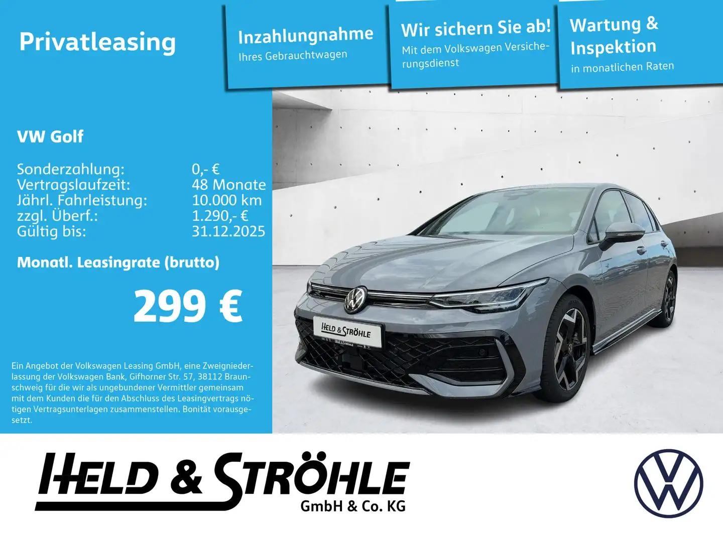 Volkswagen Golf R-Line 1,5l HUD ACC WKR Light-Assist Grau - 1