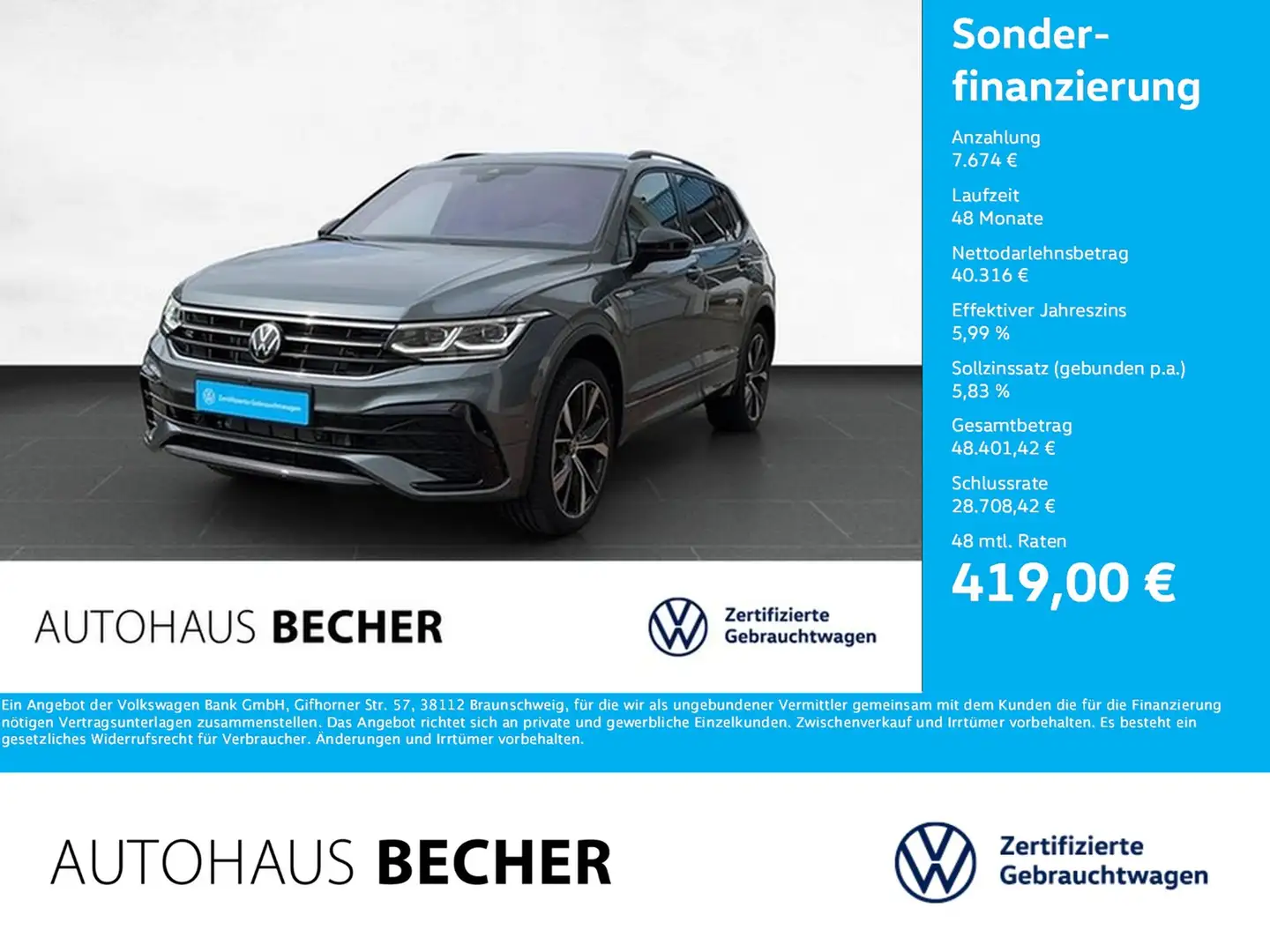 Volkswagen Tiguan Allspace R Line 2.0 TDI DSG /AHK/360 Kam Grau - 1