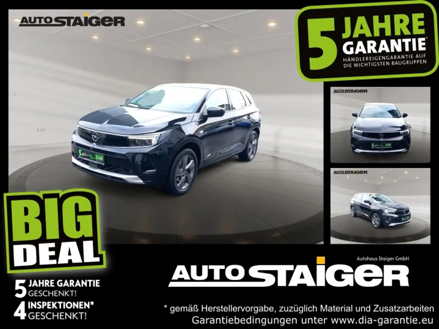 Opel Grandland 1.2 Turbo Elegance Automatik, Navi,AHK Schwarz - 1