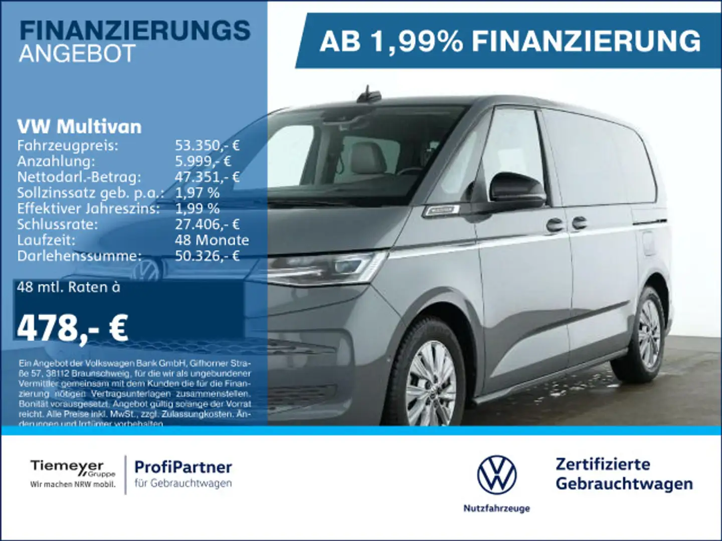 Volkswagen T7 Multivan T7 Multivan eHYBRID STYLE 7-SITZE VIS-A-VIS PANO Grau - 1
