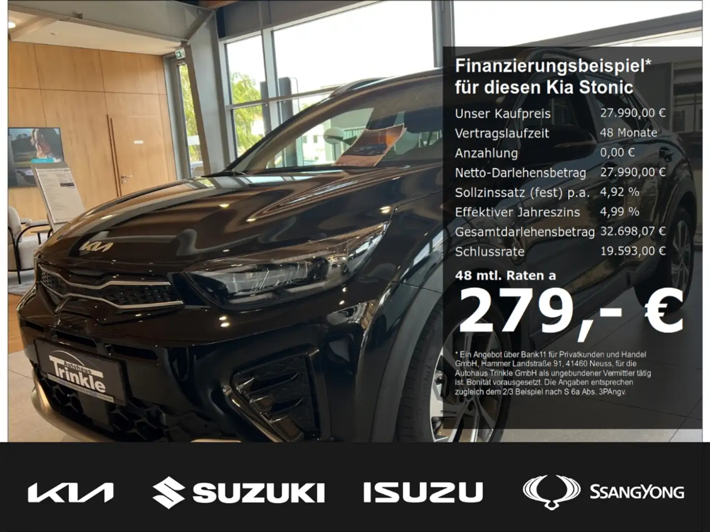 Kia Stonic GT Line 1.0 T-GDI Mild-Hybrid Navi LED ACC Apple C Noir - 1
