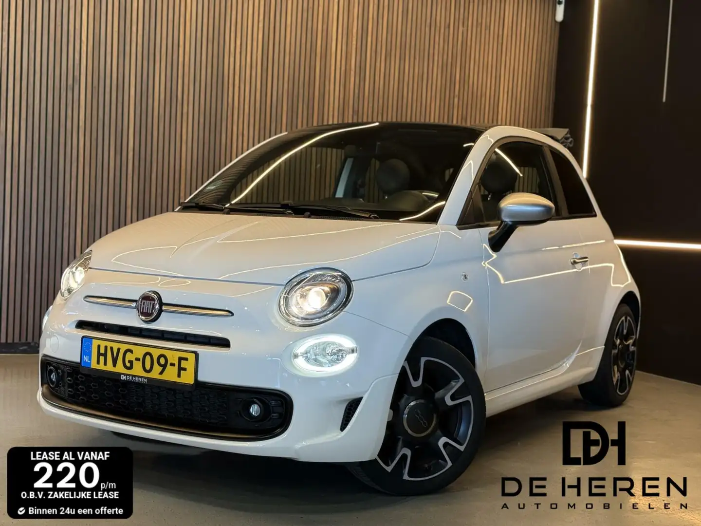 Fiat 500 1.0 Hybrid Rockstar LED Cabrio 12 MND GR,leer,airc Wit - 1