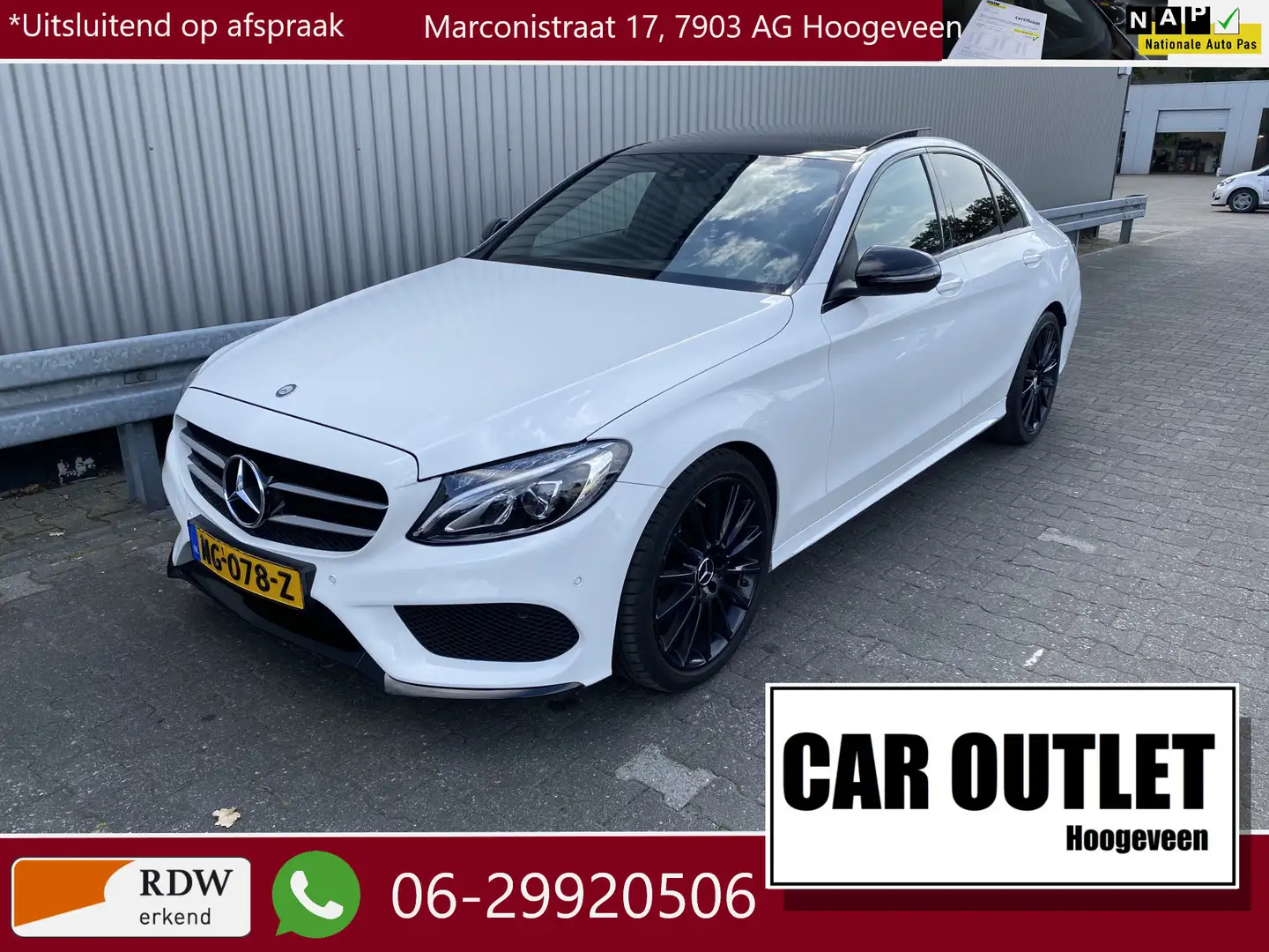 Mercedes-Benz C 180 AMG Sport Edition Leer, Clima, Pano, Navi, Burmest Wit - 1