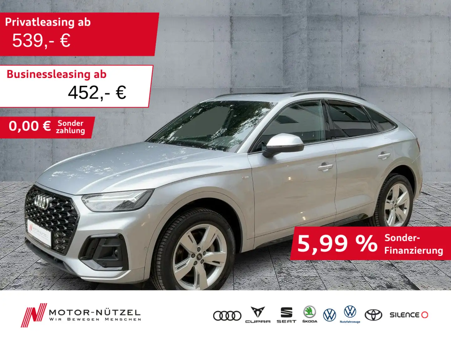 Audi Q5 50 TDI QU S-LINE 5JG+NAVI+AHK+PANO Silber - 1