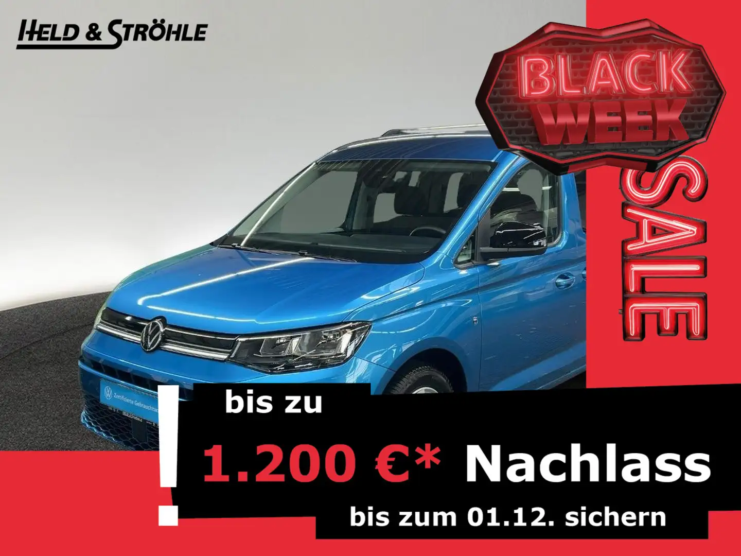 Volkswagen Caddy Life 2.0 TDI DSG NAVI SHZ KAM PDC DAB+ ALU Blauw - 1