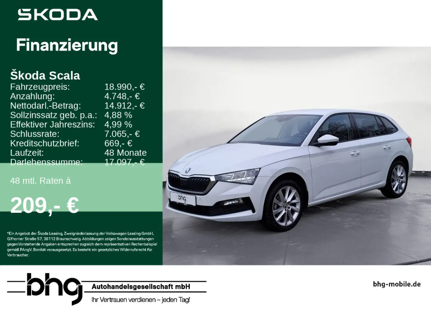Skoda Scala 1.0 TSI Style Weiß - 1
