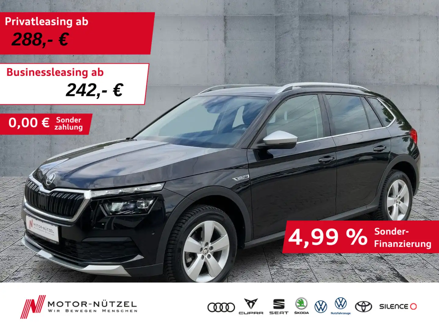 Skoda Kamiq 1.5 TSI DSG SCOUT LED+NAVI+ACC+SHZ+PDC+RFK Schwarz - 1