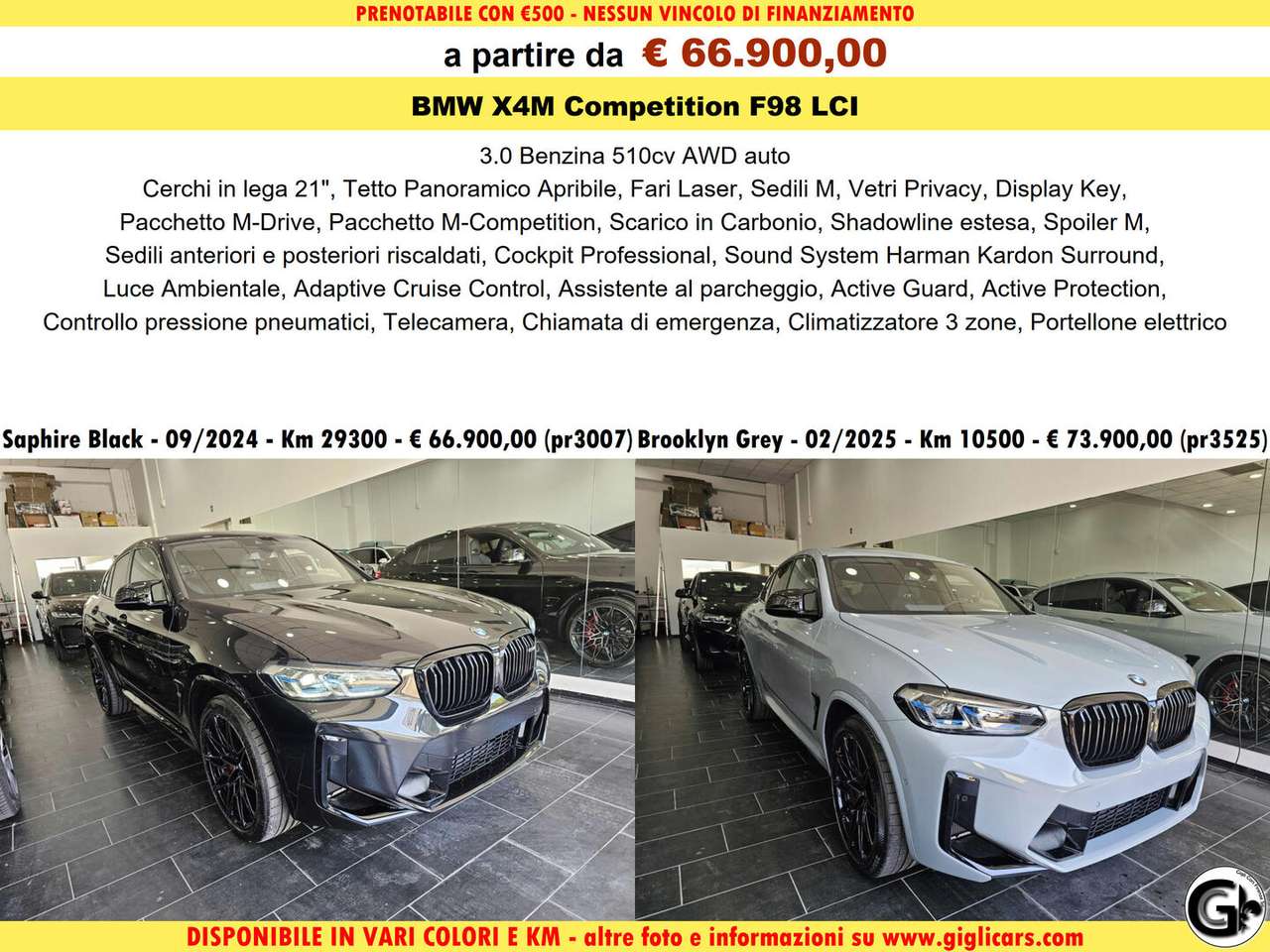 BMW X4 M M Competition Tetto Navi C.21 Laser Camera HarmanK